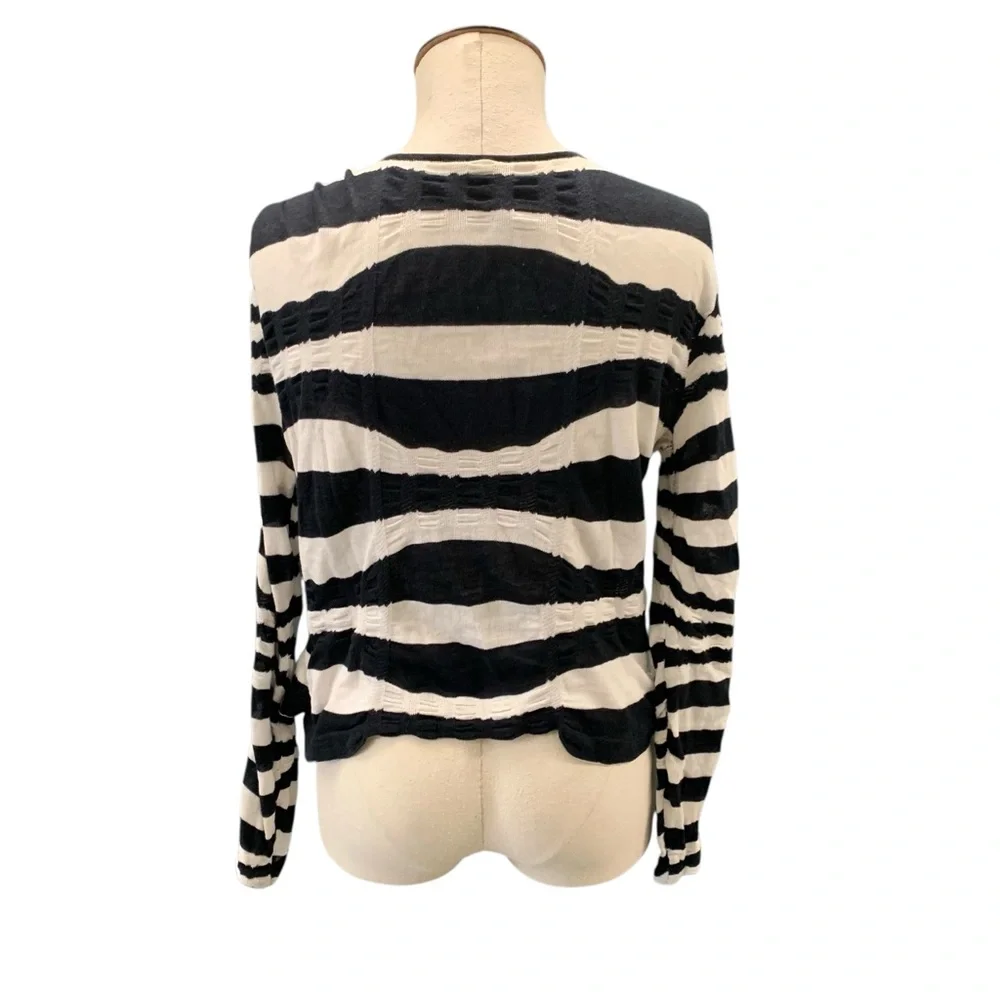 FREE PEOPLE‎ Boho Black & White Striped Open-Front Cardigan – Fits S/M